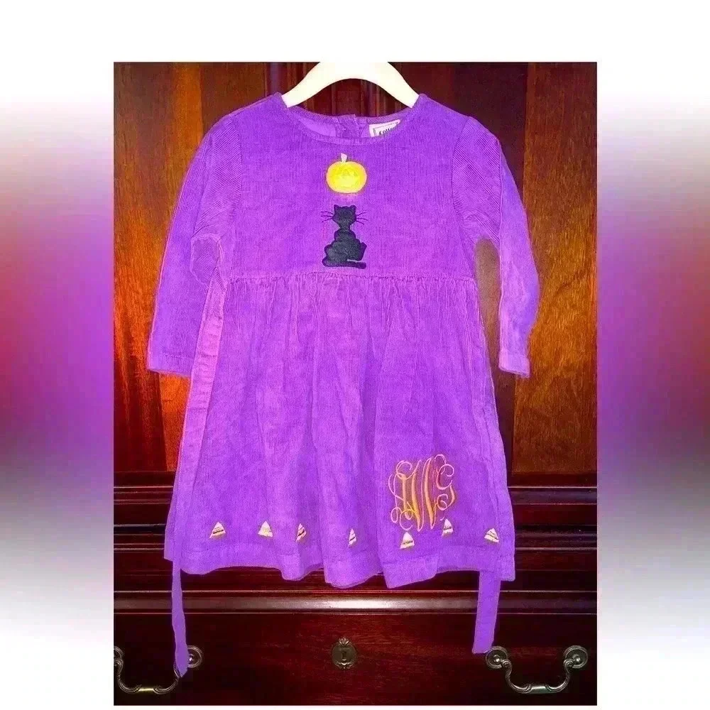 LITTLE GIRLS MONOGRAMMED “AWG” HALLOWEEN DRESS NWT SIZE 24 MONTHS